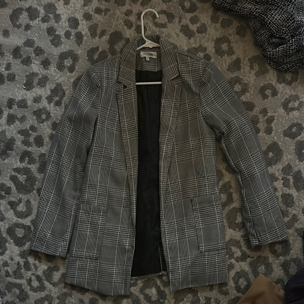 Women's Gray Plaid Coat